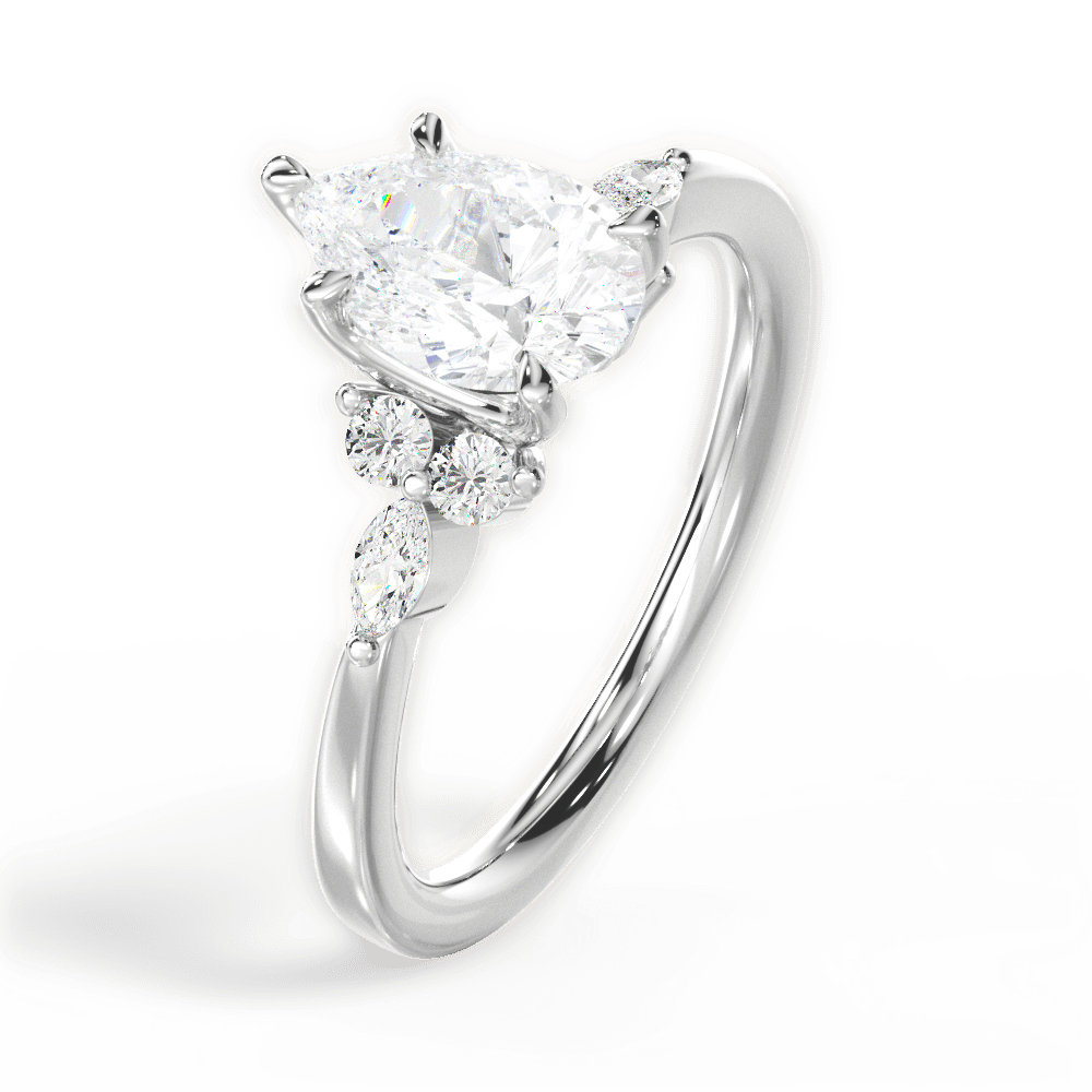 Cynthia Pear Cut Lab Grown Diamond 18Kt White Gold Engagement Ring - View 4