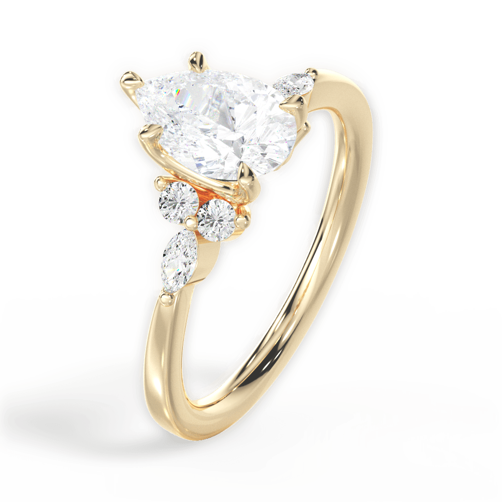 Cynthia Pear Cut Lab Grown Diamond 18Kt Yellow Gold Engagement Ring - View 3
