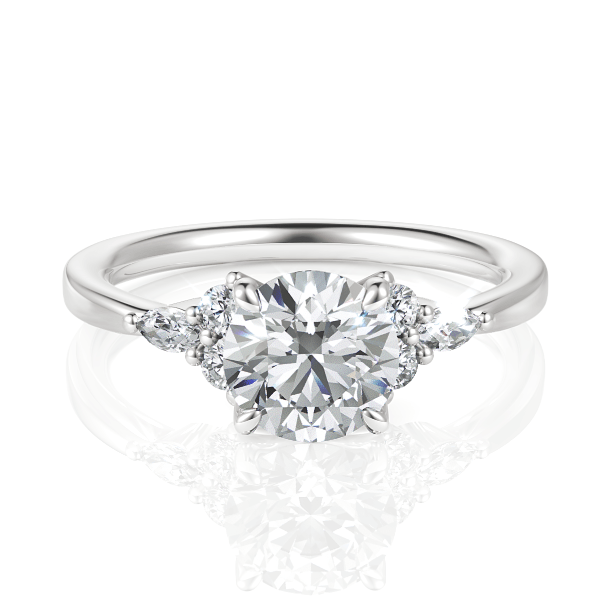 Cynthia Round Cut Lab Grown Diamond 14Kt White Gold Engagement Ring