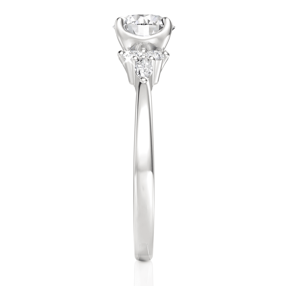 Cynthia Round Cut Lab Grown Diamond 18Kt White Gold Engagement Ring - View 3