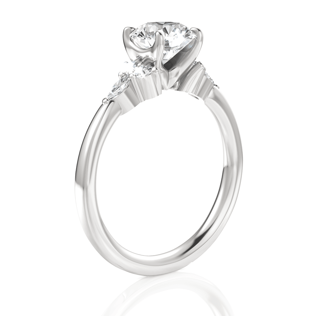 Cynthia Round Cut Lab Grown Diamond 14Kt White Gold Engagement Ring - View 2