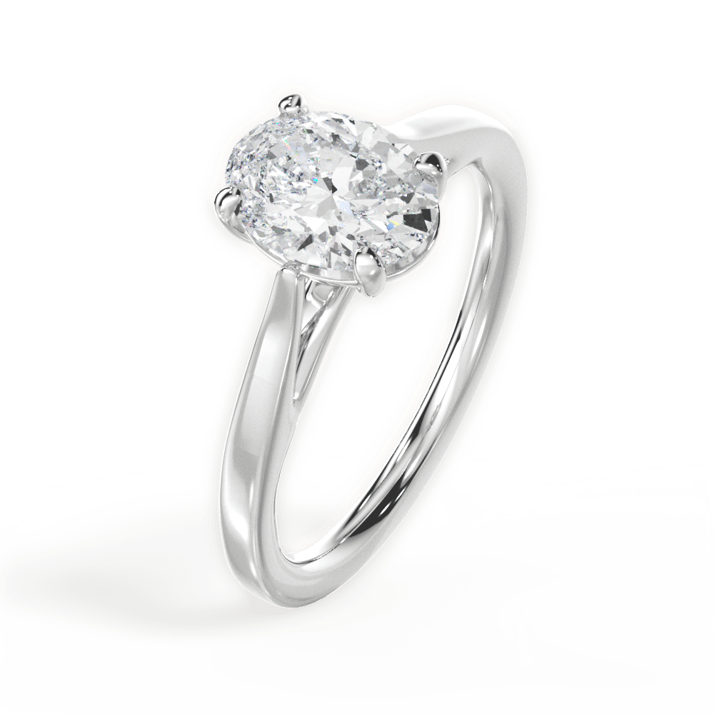Angie Oval Cut Lab Grown Diamond 14Kt White Gold Engagement Ring - View 2