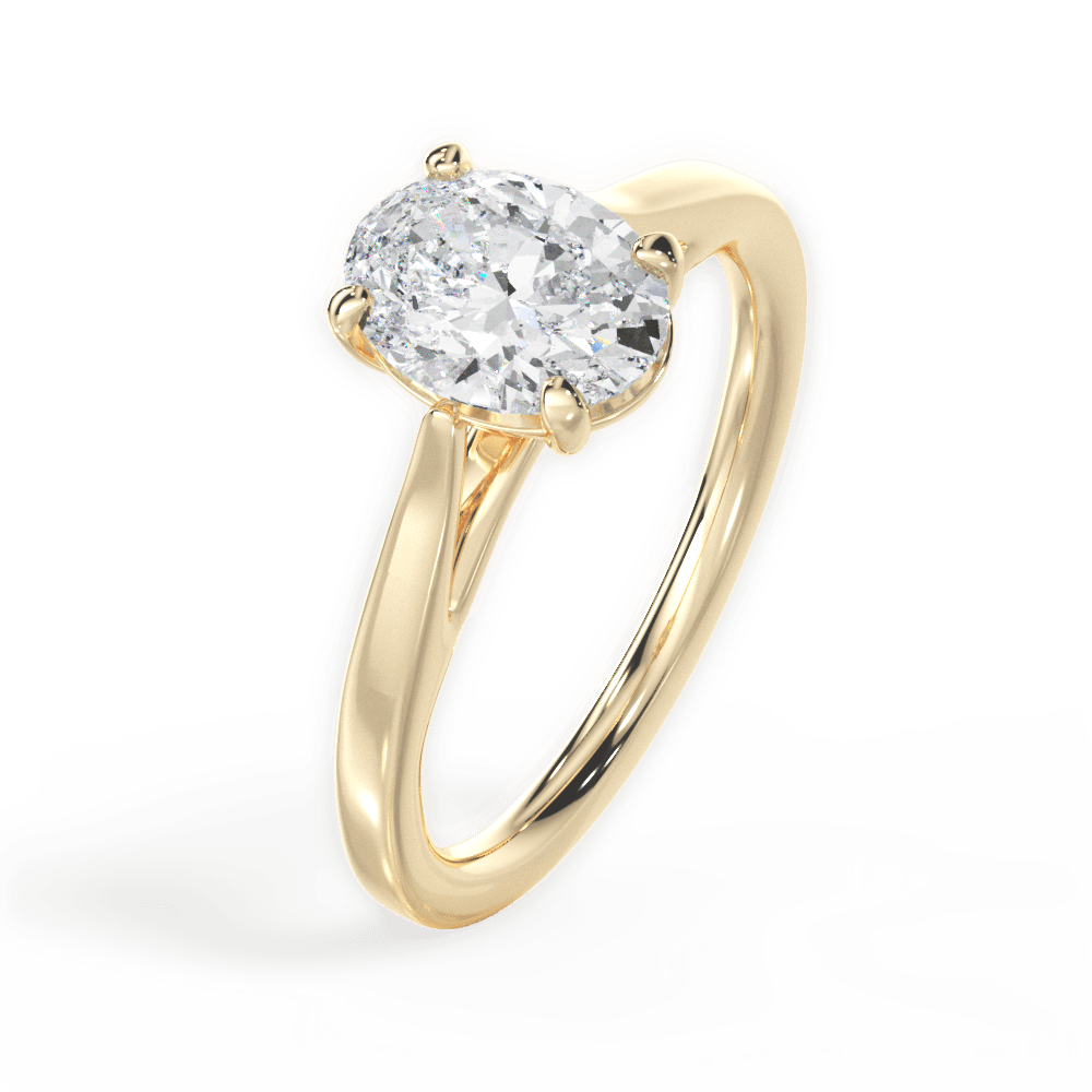 Angie Oval Cut Lab Grown Diamond 18Kt Yellow Gold Engagement Ring - View 3