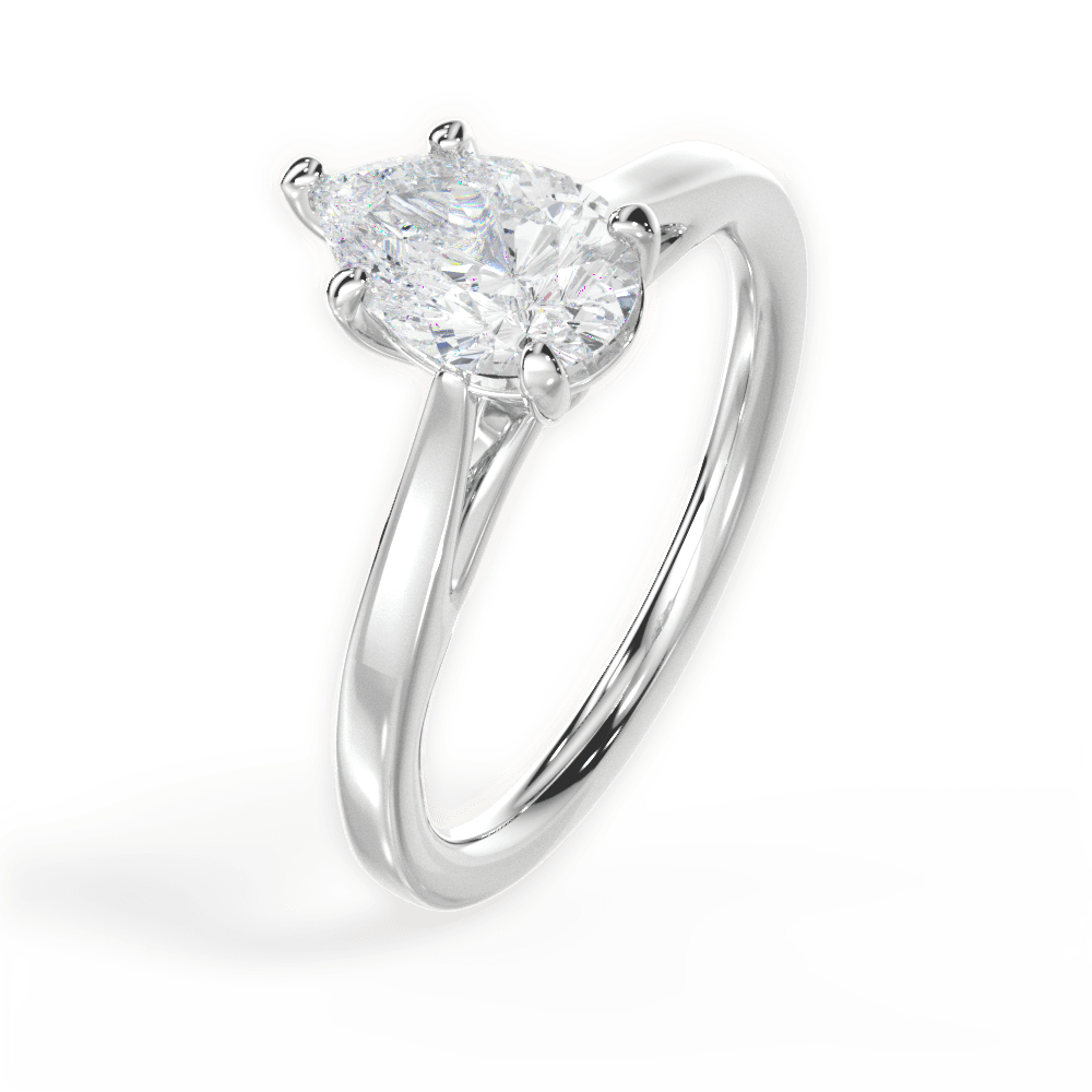 Angie Pear Cut Lab Grown Diamond 18Kt White Gold Engagement Ring - View 2