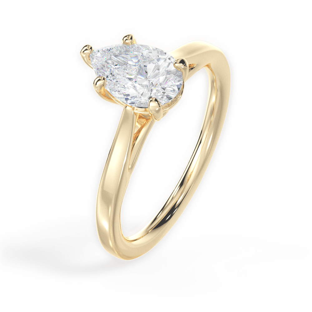 Angie Pear Cut Lab Grown Diamond 18Kt Yellow Gold Engagement Ring - View 2