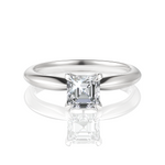 Beatrice Asscher Cut Lab Grown Diamond 18Kt White Gold Engagement Ring