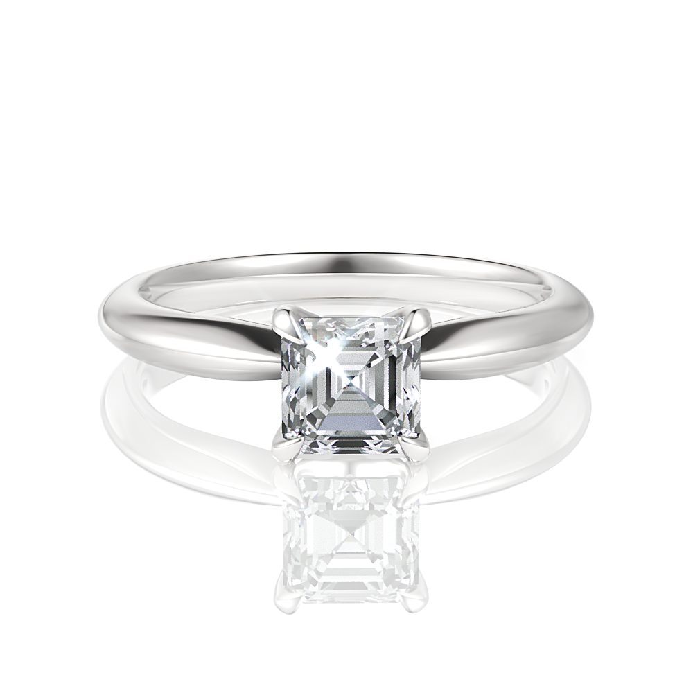 Beatrice Asscher Cut Lab Grown Diamond Platinum Engagement Ring