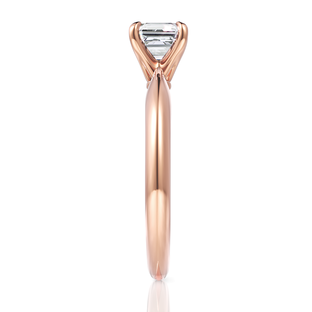 Beatrice Asscher Cut Lab Grown Diamond 18Kt Rose Gold Engagement Ring - View 4
