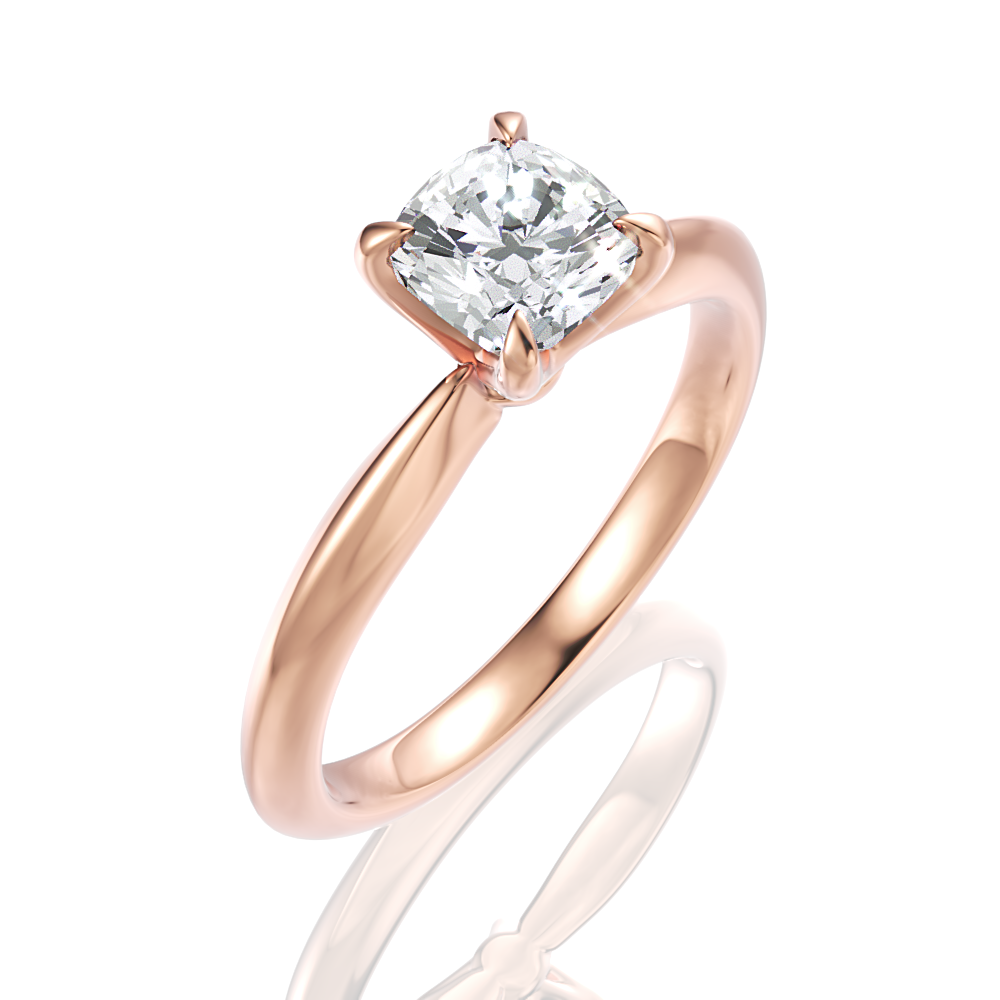 Beatrice Cushion Cut Lab Grown Diamond 18Kt Rose Gold Engagement Ring - View 2