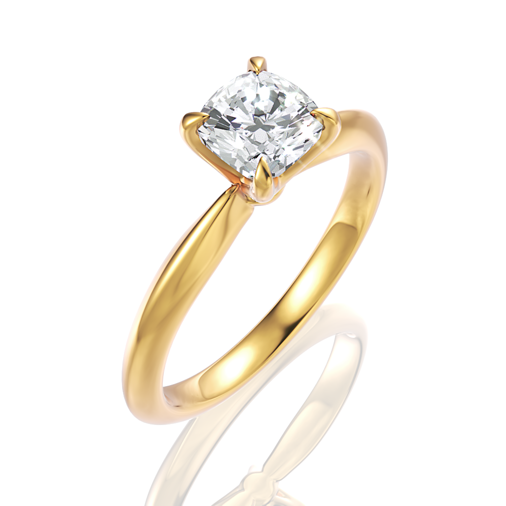 Beatrice Cushion Cut Lab Grown Diamond 18Kt Yellow Gold Engagement Ring - View 2