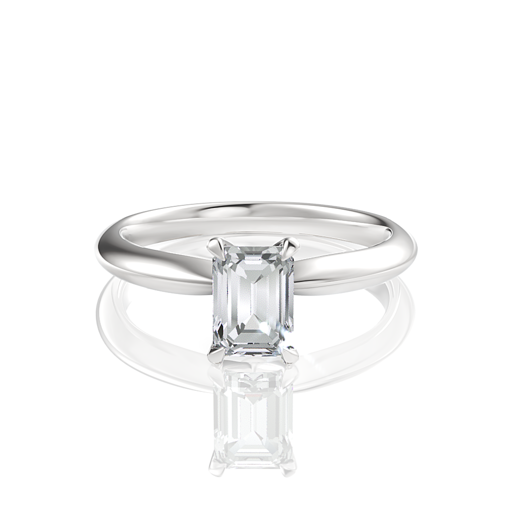 Beatrice Emerald Cut Lab Grown Diamond Platinum Engagement Ring