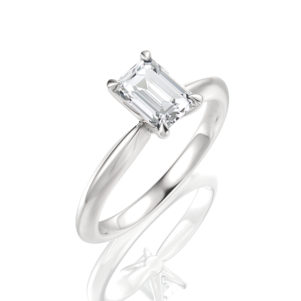 Beatrice Emerald Cut Lab Grown Diamond 14Kt White Gold Engagement Ring - View 2