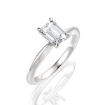 Beatrice Emerald Cut Lab Grown Diamond Platinum Engagement Ring - View 2