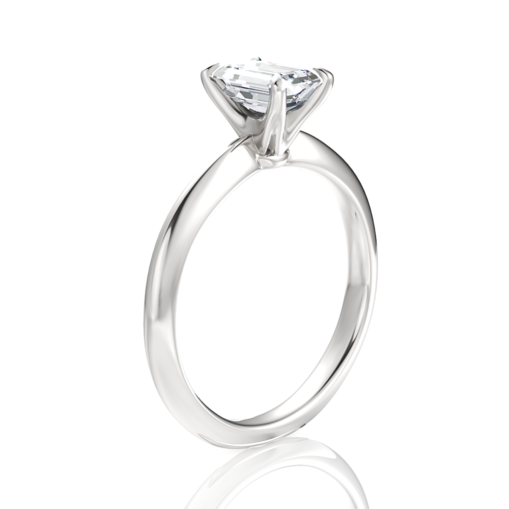 Beatrice Emerald Cut Lab Grown Diamond Platinum Engagement Ring - View 3