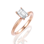 Beatrice Emerald Cut Lab Grown Diamond 18Kt Rose Gold Engagement Ring - View 2