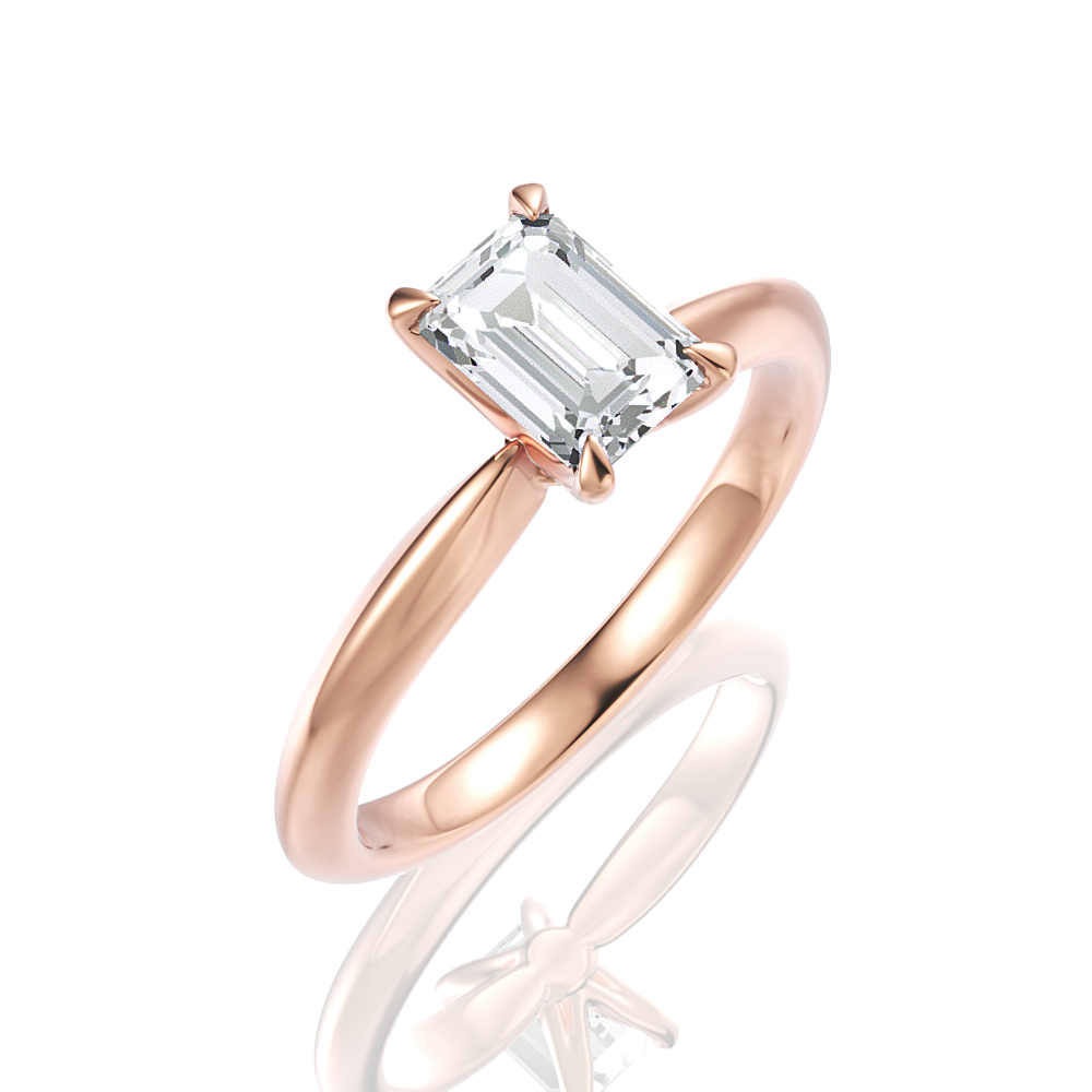 Beatrice Emerald Cut Lab Grown Diamond 18Kt Rose Gold Engagement Ring - View 2