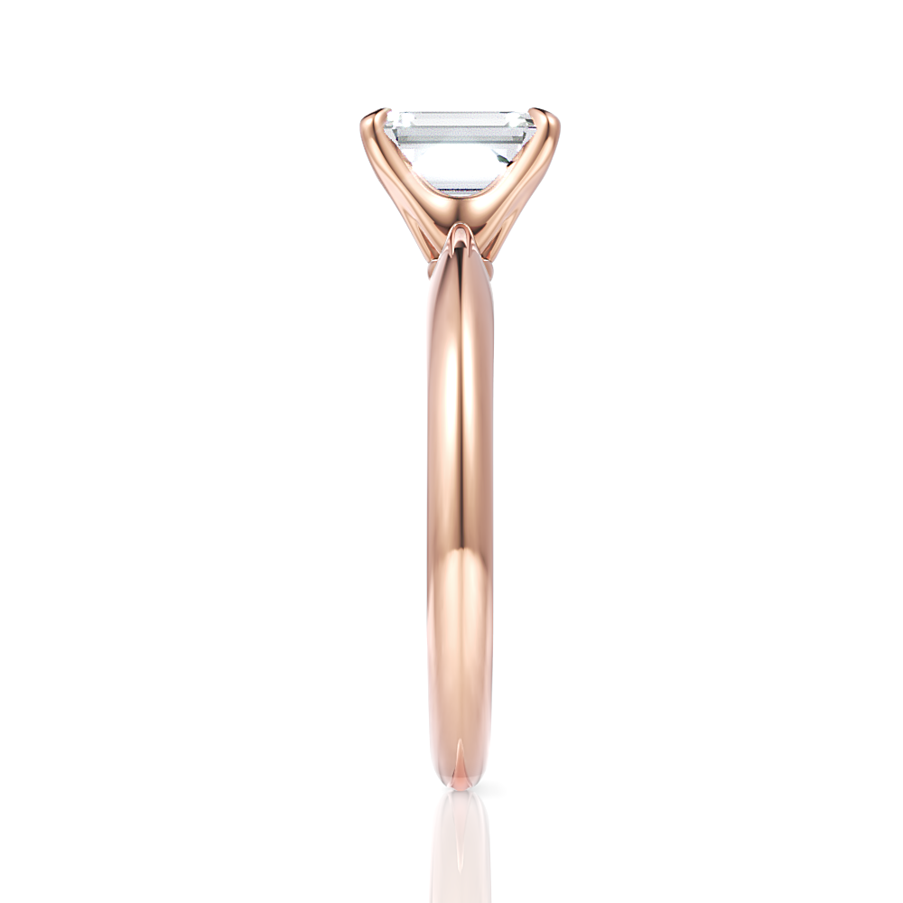 Beatrice Emerald Cut Lab Grown Diamond 18Kt Rose Gold Engagement Ring - View 4