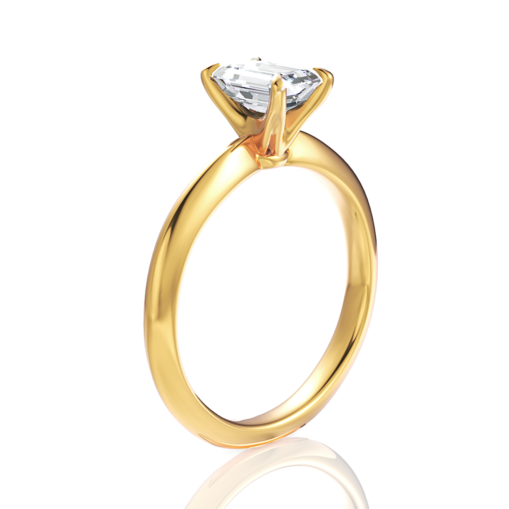 Beatrice Emerald Cut Lab Grown Diamond 18Kt Yellow Gold Engagement Ring - View 3