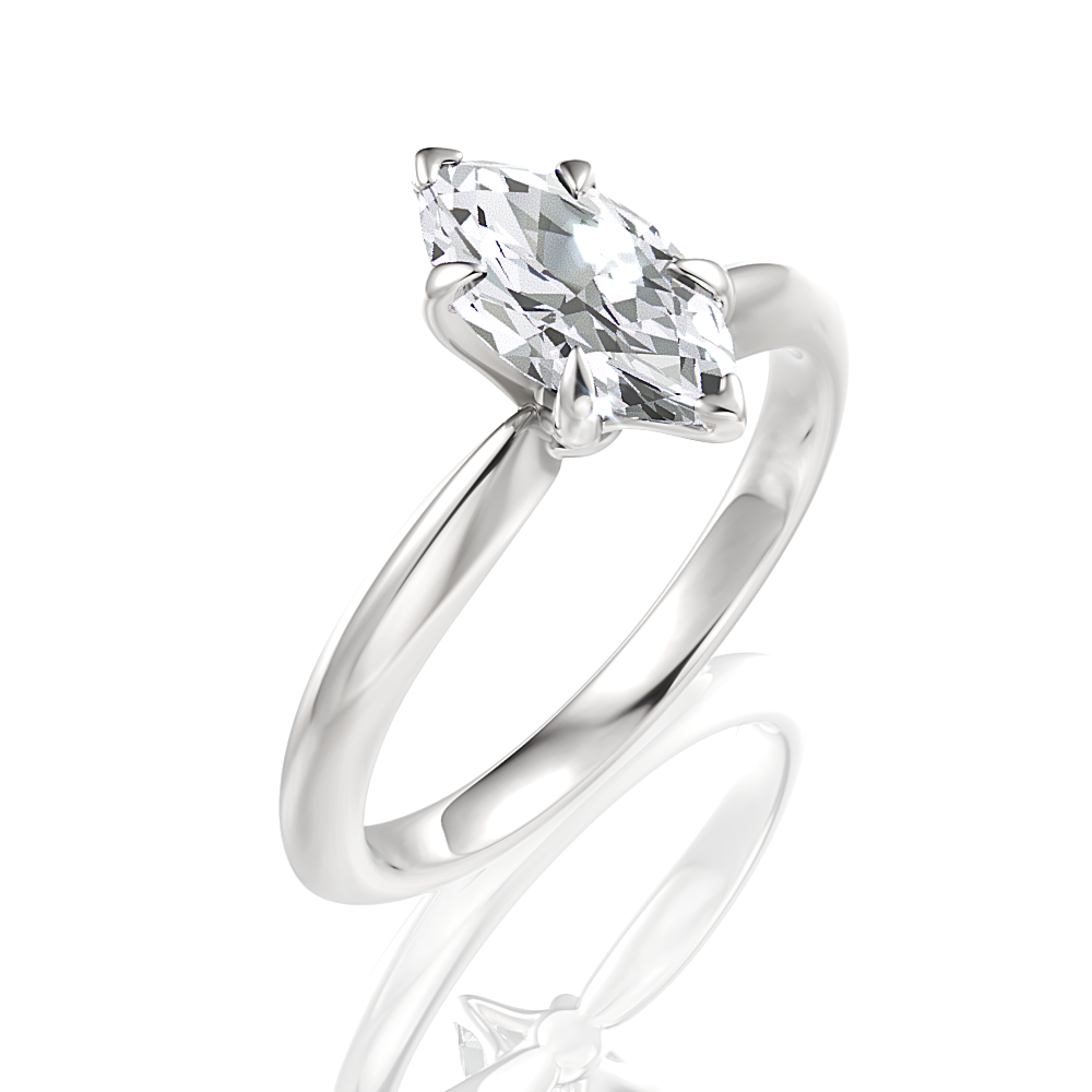 Beatrice Marquise Cut Lab Grown Diamond Platinum Engagement Ring - View 2