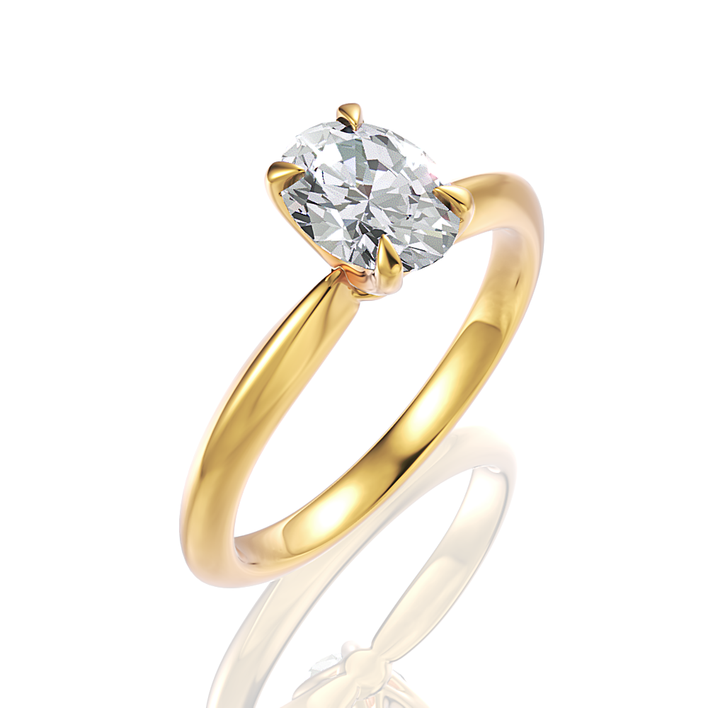 Beatrice Oval Cut Lab Grown Diamond 18Kt Yellow Gold Engagement Ring - View 2