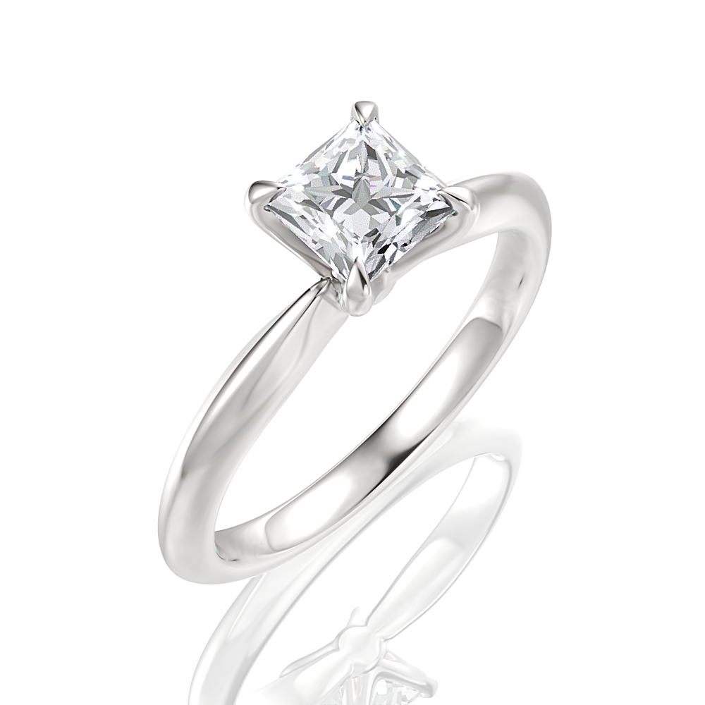 Beatrice Princess Cut Lab Grown Diamond 18Kt White Gold Engagement Ring - View 2