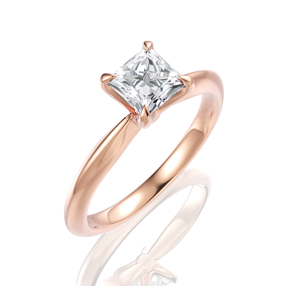 Beatrice Princess Cut Lab Grown Diamond 18Kt Rose Gold Engagement Ring - View 2