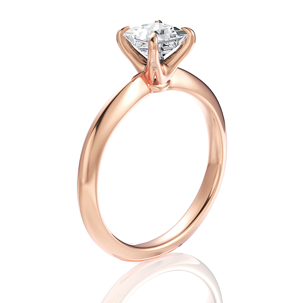 Beatrice Princess Cut Lab Grown Diamond 18Kt Rose Gold Engagement Ring - View 3