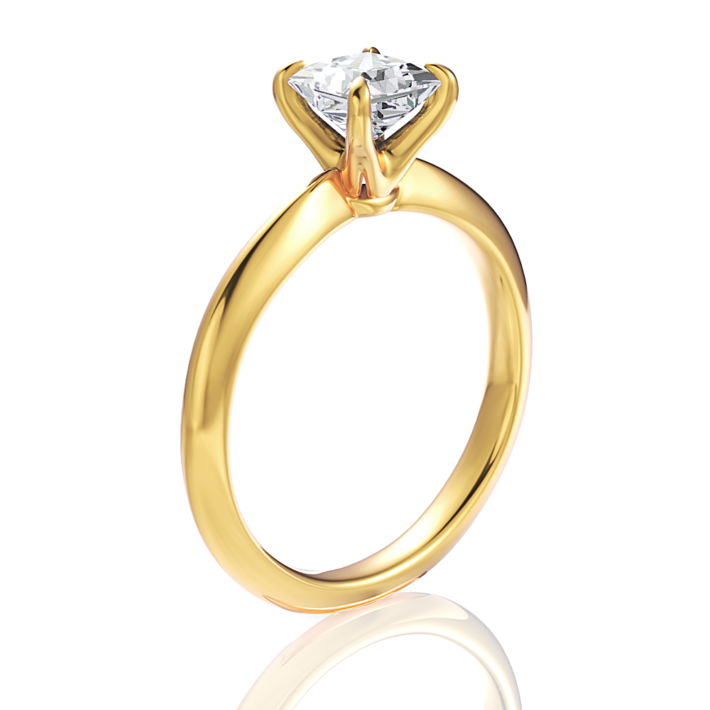 Beatrice Princess Cut Lab Grown Diamond 18Kt Yellow Gold Engagement Ring - View 3