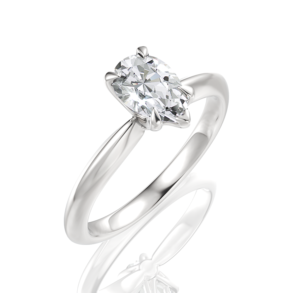 Beatrice Pear Cut Lab Grown Diamond 18Kt White Gold Engagement Ring - View 2
