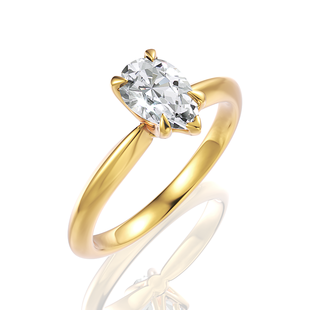 Beatrice Pear Cut Lab Grown Diamond 18Kt Yellow Gold Engagement Ring - View 2