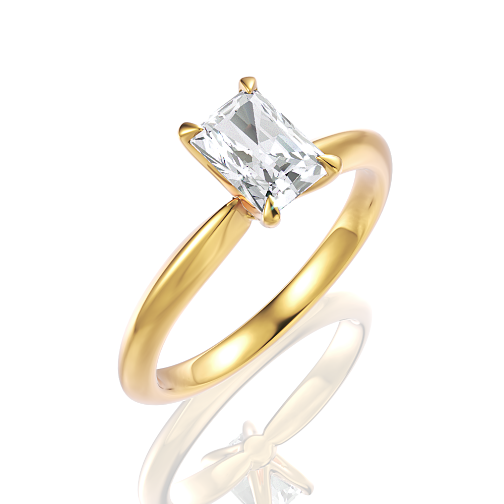 Beatrice Radiant Cut Lab Grown Diamond 18Kt Yellow Gold Engagement Ring - View 2