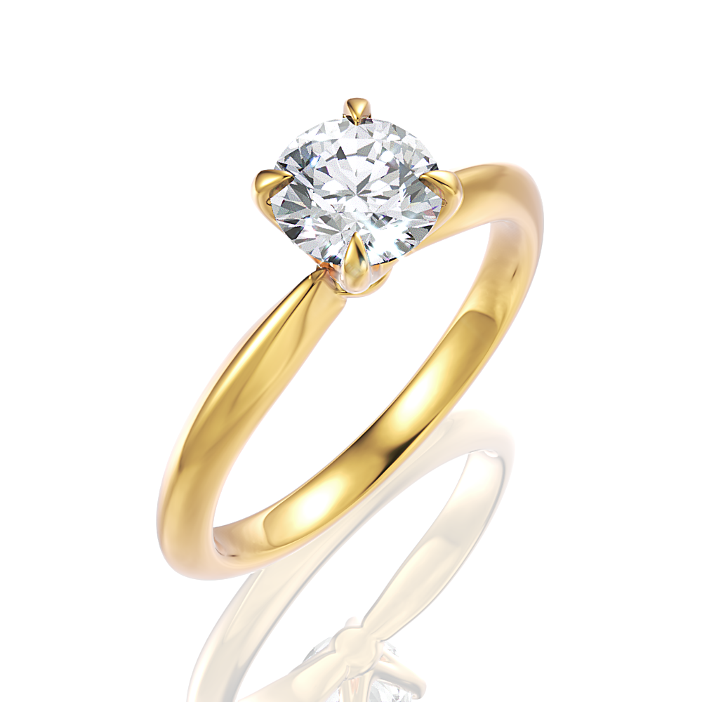 Beatrice Round Cut Lab Grown Diamond 18Kt Yellow Gold Engagement Ring - View 2