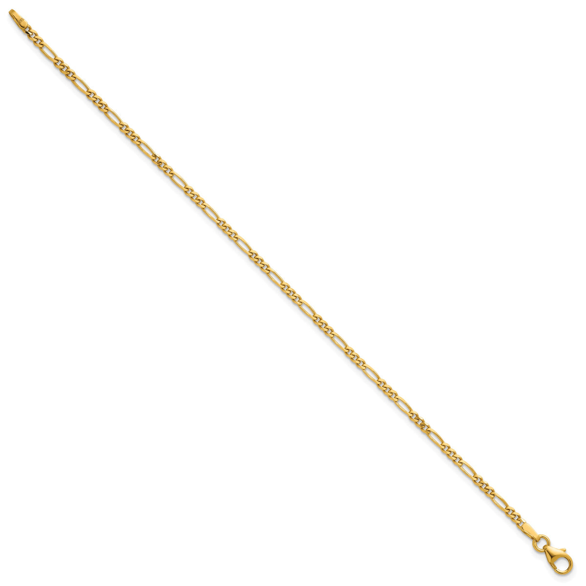 Herco Gold Solid Figaro Chain Bracelet - 2.4 mm