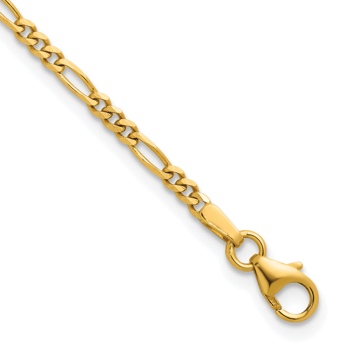 Herco Gold Solid Figaro Chain Bracelet - 2.4 mm
