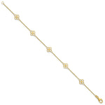 Herco 14K Polished Fancy Clover Station 7 Inch Cable Bracelet