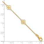 Herco 14K Polished Fancy Clover Station 7 Inch Cable Bracelet