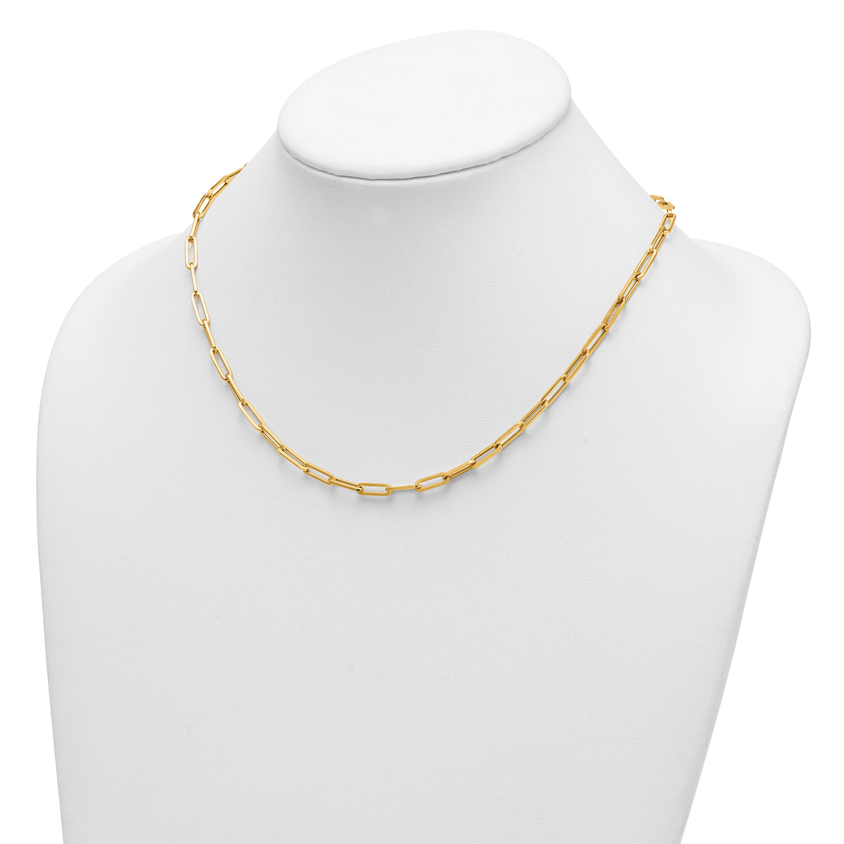 HERCO Gold 4.0mm Flat Paperclip Necklace - 18k Yellow Gold / 16 in