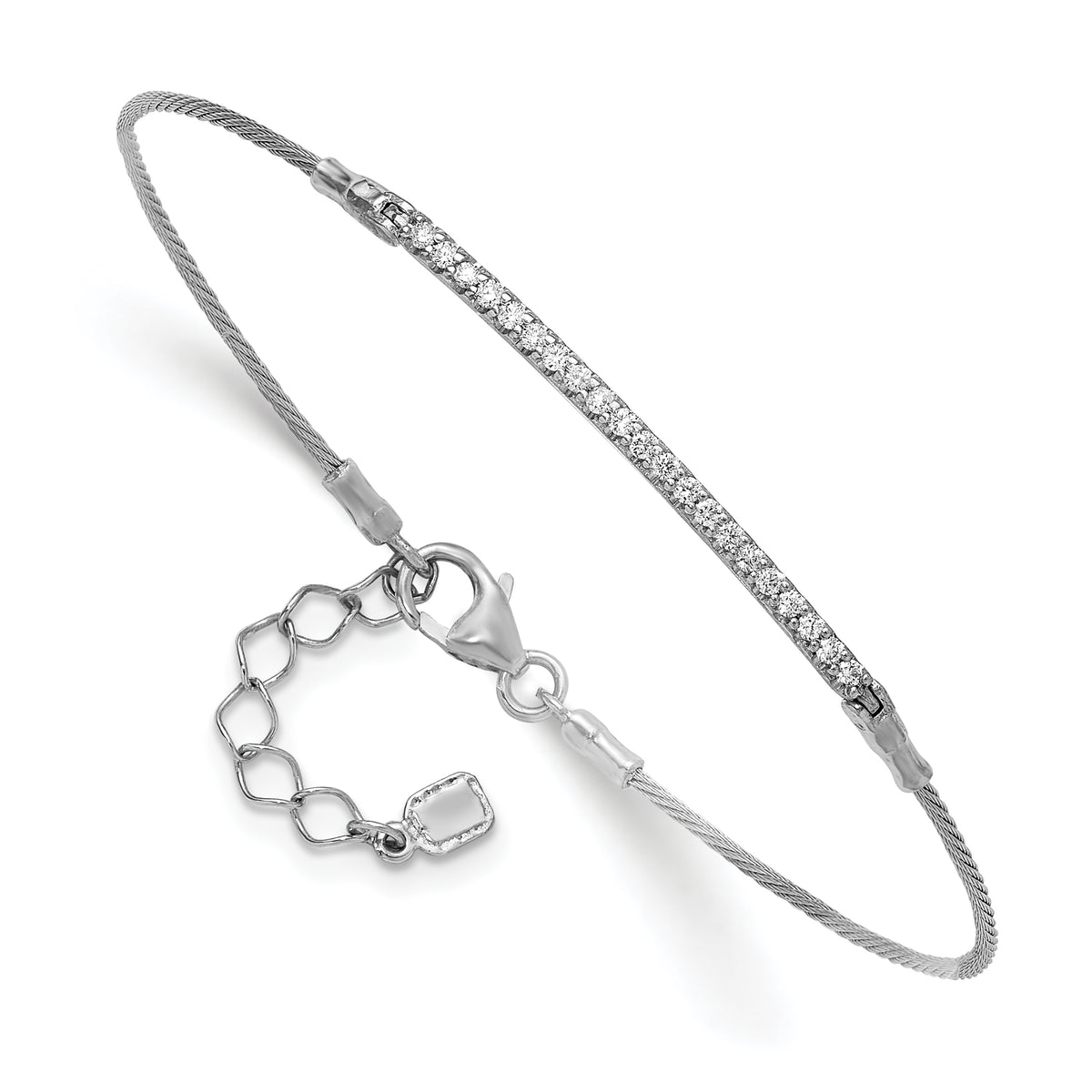 HERCO Gold Diamond Cable Wire Bracelet - 14k White Gold