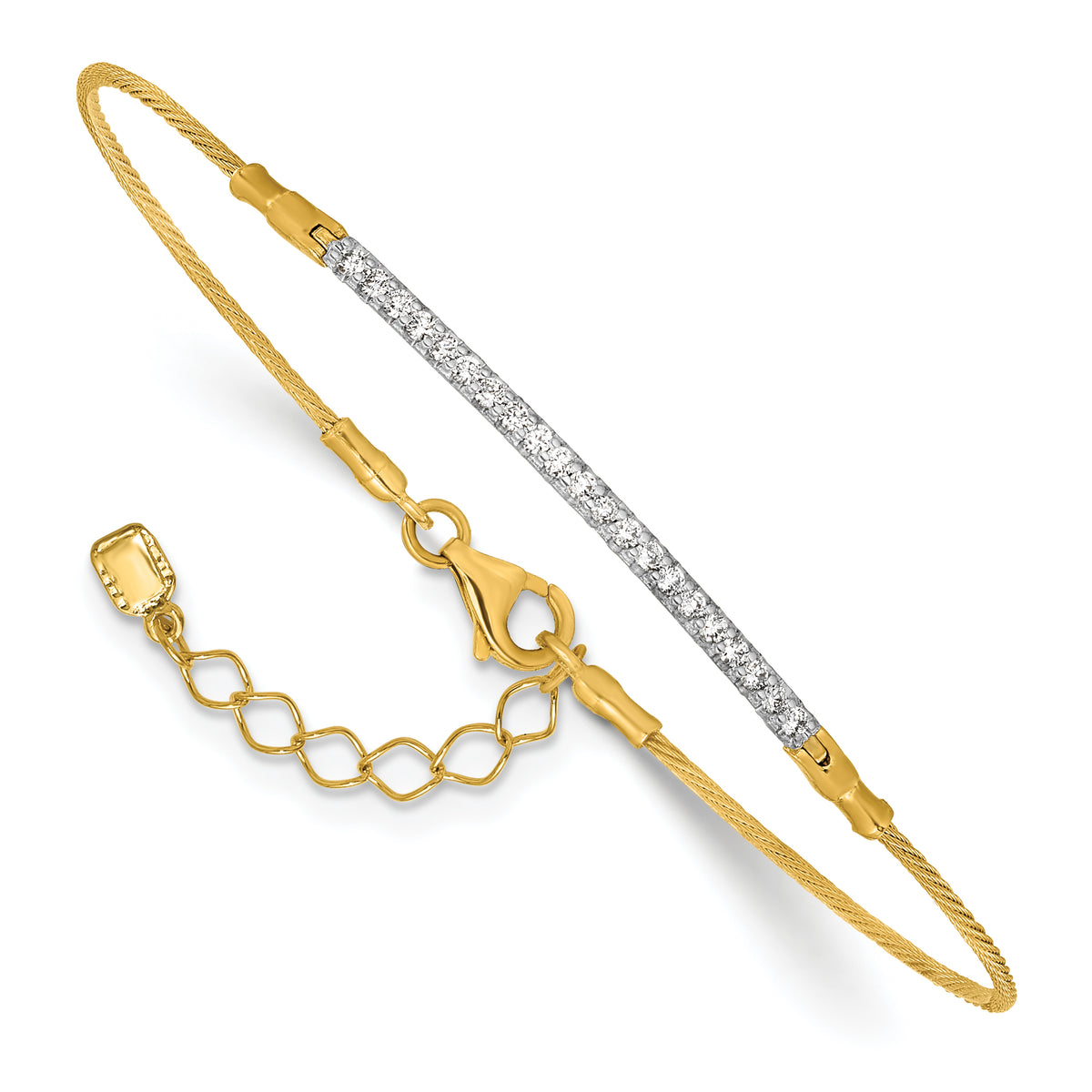 HERCO Gold Diamond Cable Wire Bracelet - 14k Yellow Gold
