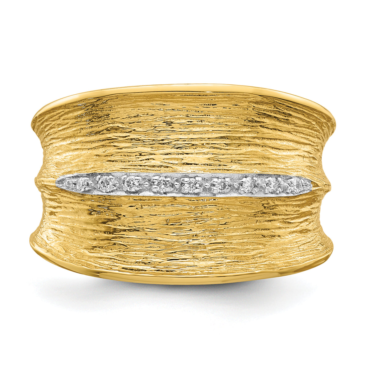 Herco 14K with White Rhodium Polished and Textured Diamond Ring