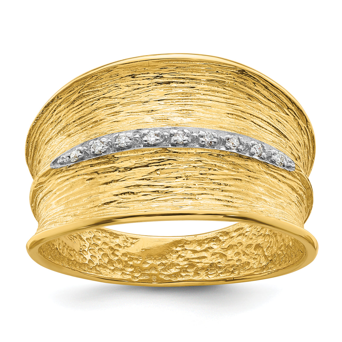 Herco 14K with White Rhodium Polished and Textured Diamond Ring
