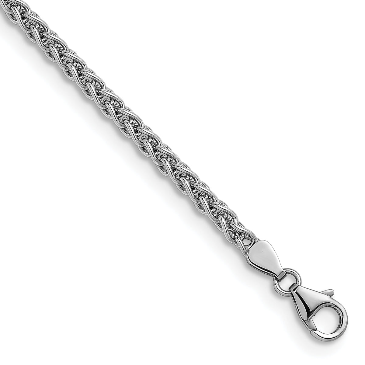 Herco Gold Solid Spiga Chain Bracelet - 14k White Gold / 3.3 mm / 7.25 in