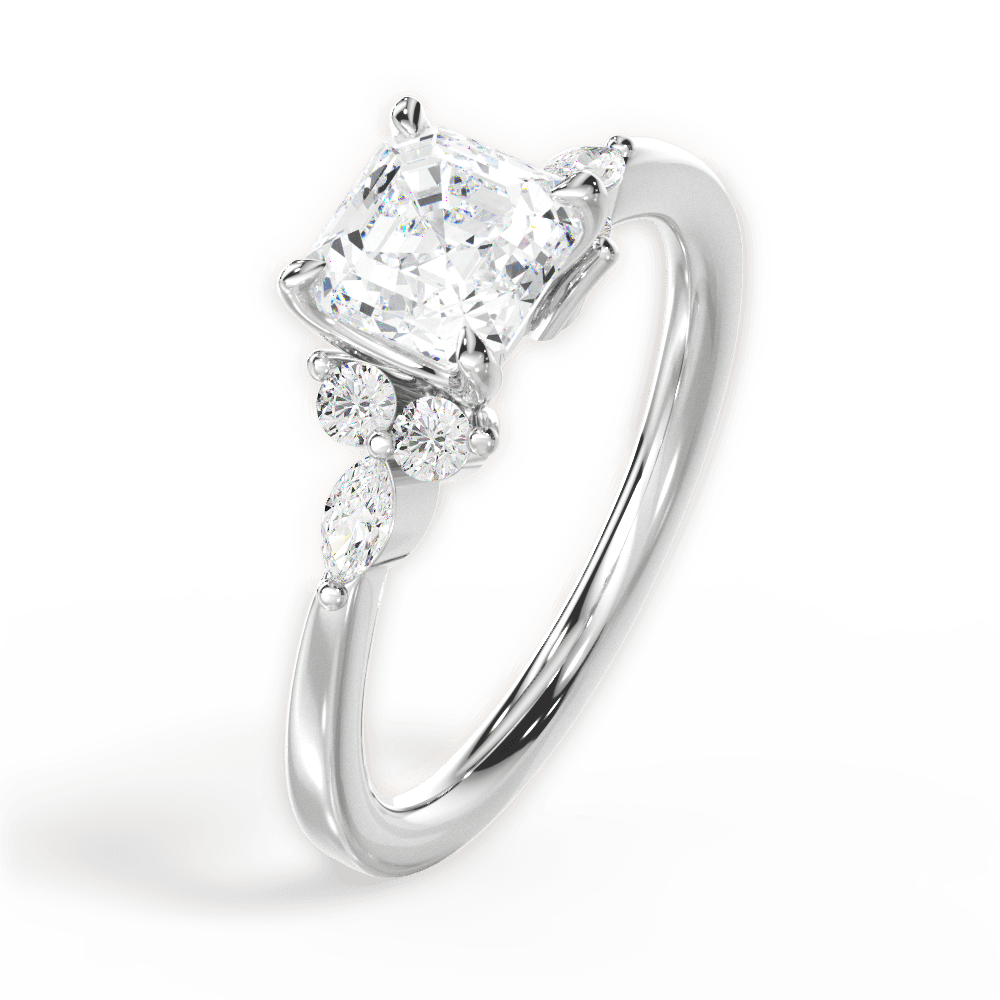 Cynthia Asscher Cut Lab Grown Diamond Platinum Engagement Ring - View 3