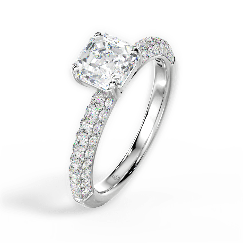 Kylie Asscher Cut Lab Grown Diamond 18Kt White Gold Engagement Ring - View 3