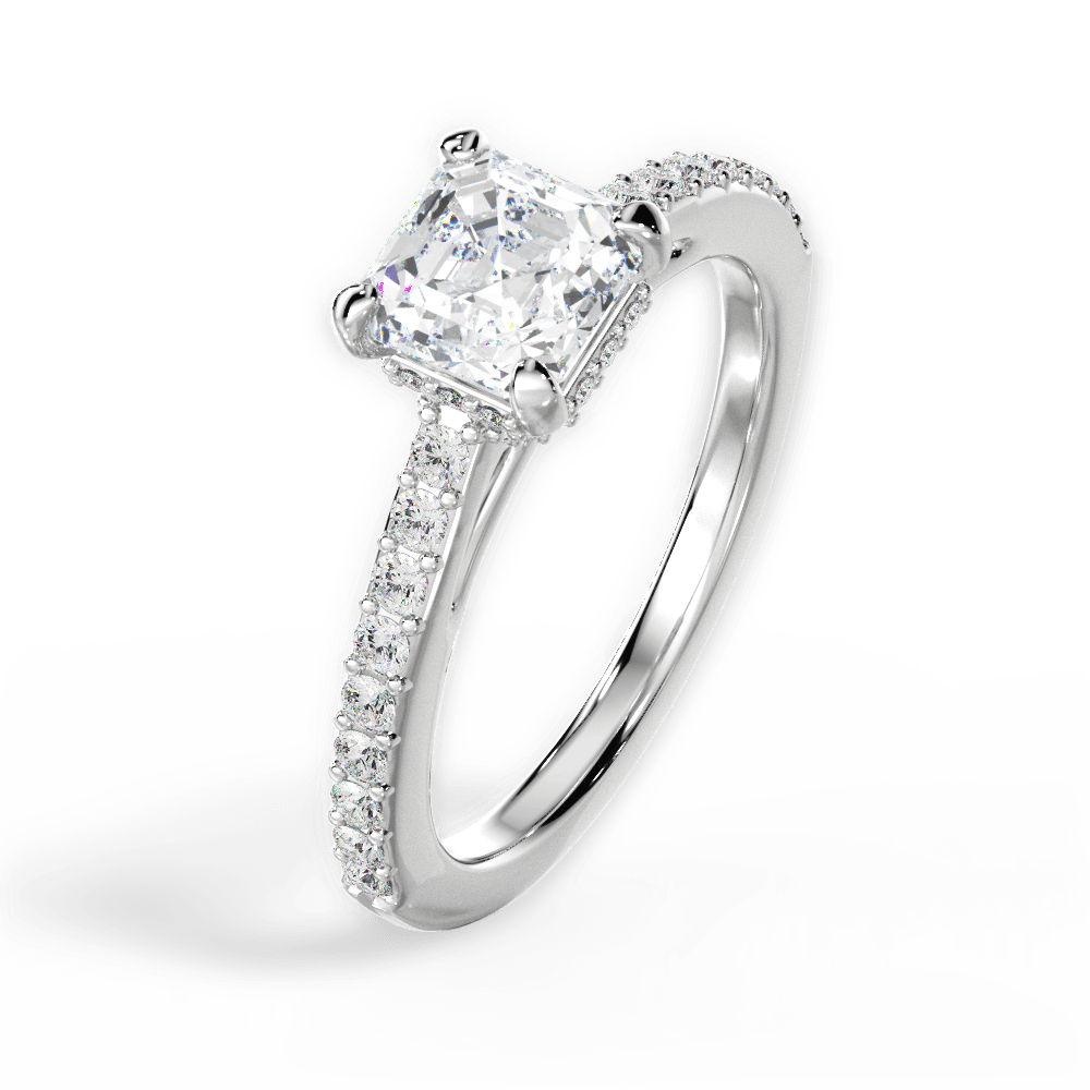 Joan Asscher Cut Lab Grown Diamond Platinum Engagement Ring - View 2