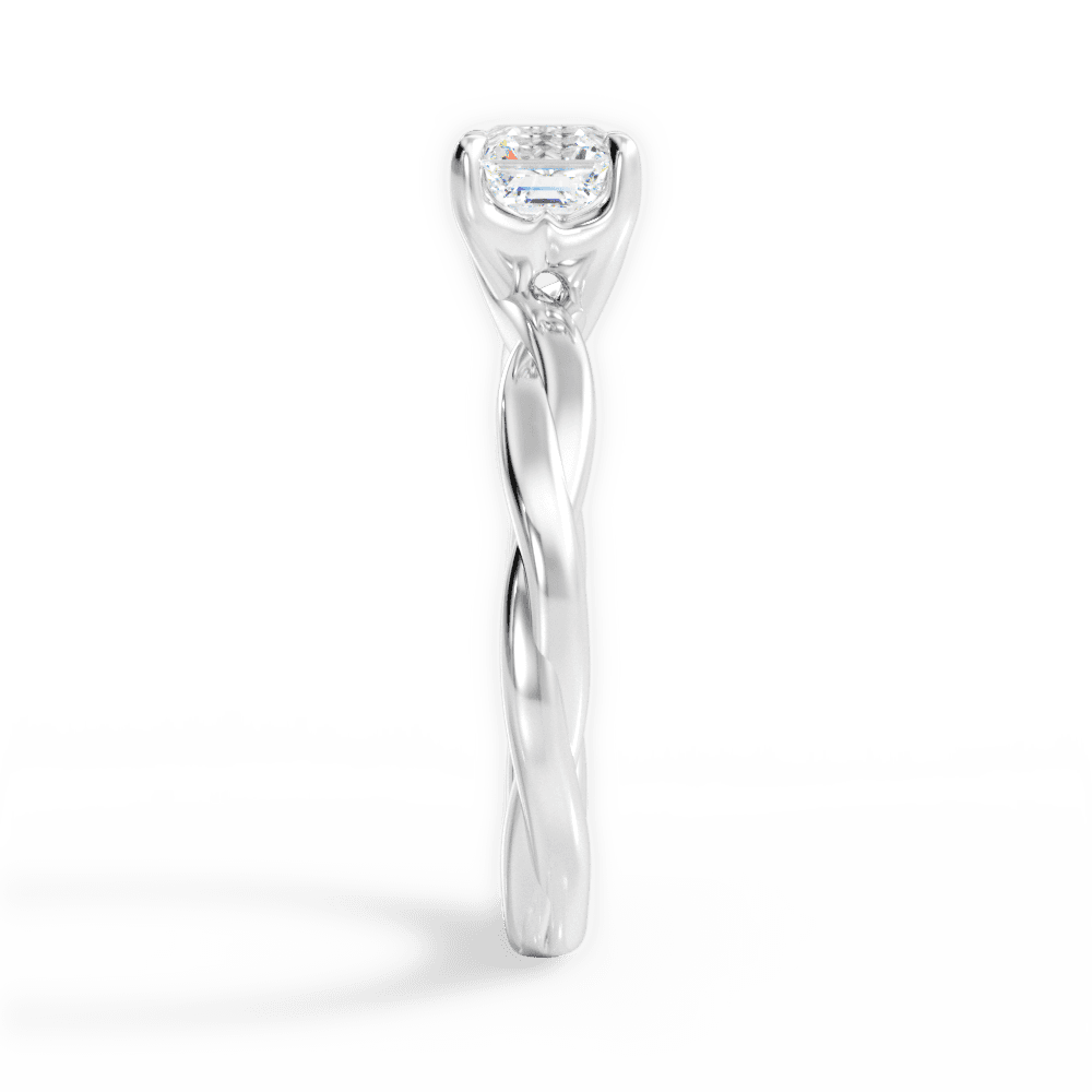 Bianca Asscher Cut Lab Grown Diamond 14Kt White Gold Engagement Ring - View 4