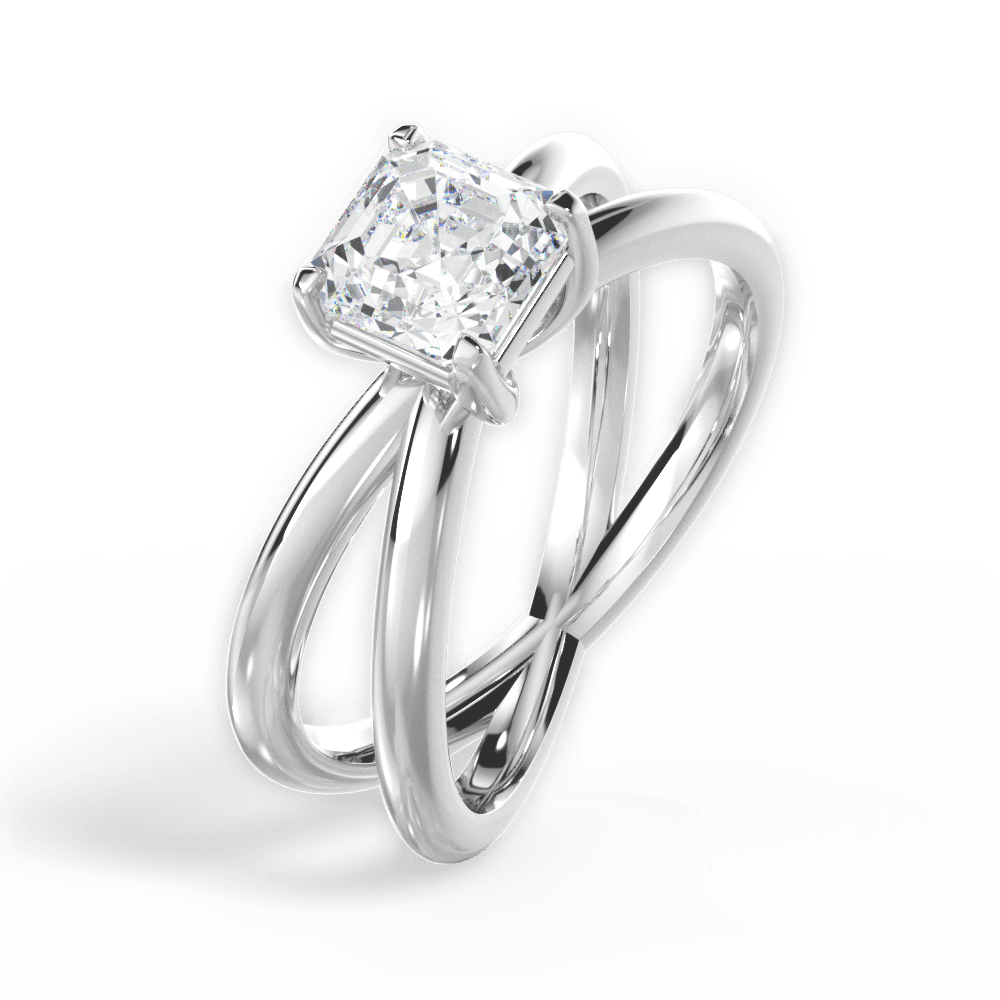 Ada Asscher Cut Lab Grown Diamond 18Kt White Gold Engagement Ring - View 2