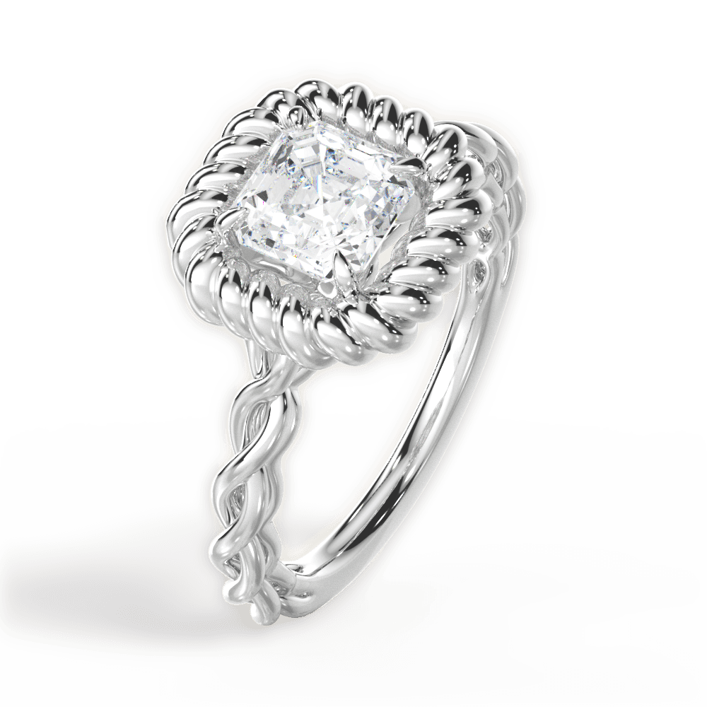 Belinda Asscher Cut Lab Grown Diamond Platinum Engagement Ring - View 3
