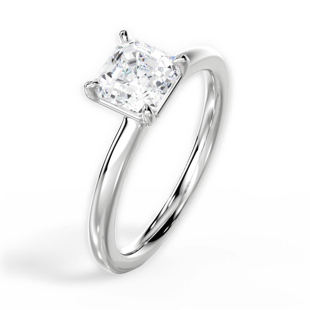 Angela Asscher Cut Lab Grown Diamond 18Kt White Gold Engagement Ring - View 3