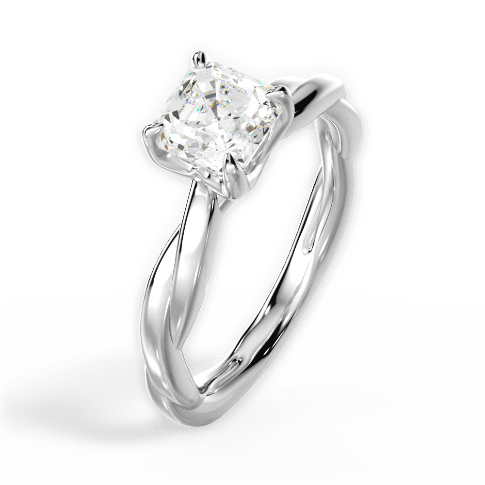 Bianca Asscher Cut Lab Grown Diamond 14Kt White Gold Engagement Ring - View 3